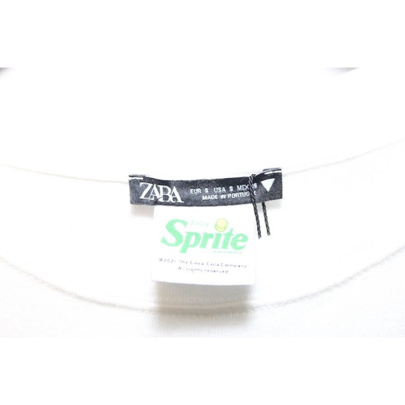 NWT Zara Enjoy Sprite Graphic T-shirt White Green Top Women's Size Small H11827 - Picture 6 of 14